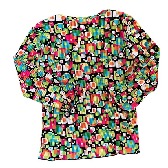 Vintage Christopher & Banks Novelty Print Mod Scrunch Babydoll Top S - Picture 5 of 7